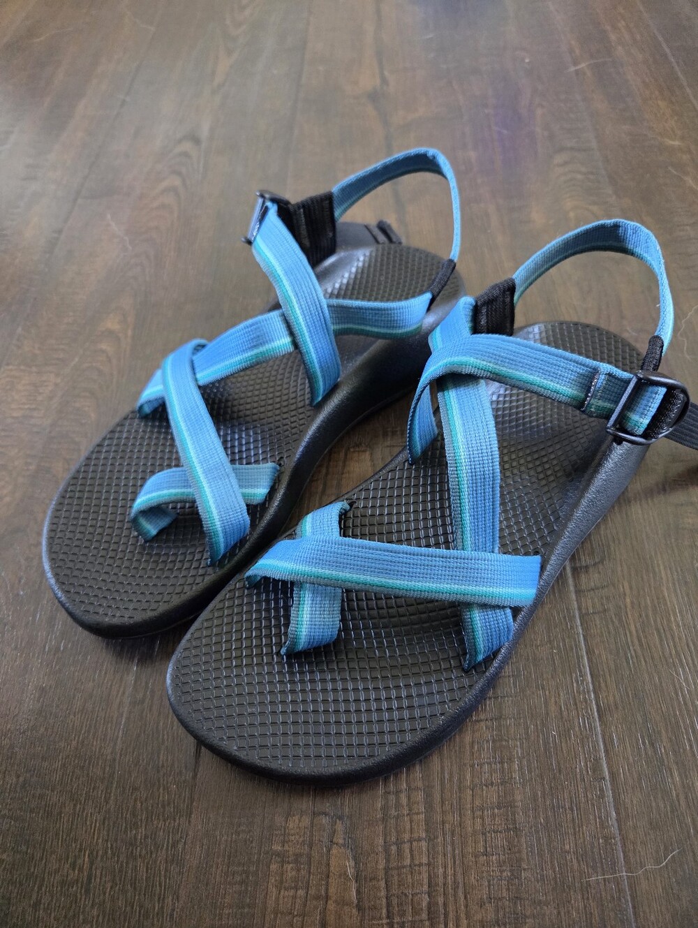 Chaco ZX2 Yampa Double Strap Toe Loop Sandals Blue Teal 10 EUC
